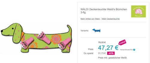 WALDI Deckenleuchte "Waldi's Blümchen" mit 3 Spots, 55 x 25 x 16 cm WALDI Deckenleuchte "Waldi's Blümchen" mit 3 Spots, 55 x 25 x 16 cm