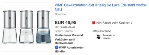 WMF De Luxe Salz und Pfeffermühle Set, 3-teilig WMF De Luxe Salz und Pfeffermühle Set, 3-teilig