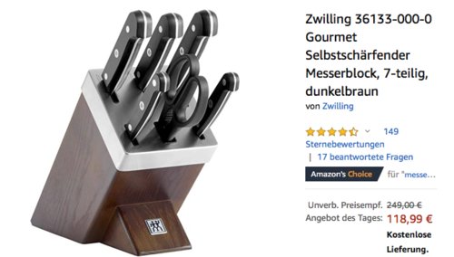 Zwilling 36133-000-0 Gourmet Selbstschärfender Messerblock, 7-teilig Zwilling 36133-000-0 Gourmet Selbstschärfender Messerblock, 7-teilig