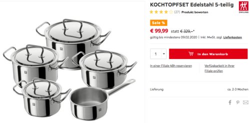 ZWILLING Edelstahl Topfset "Twin Classic", 5-teilig ZWILLING Edelstahl Topfset "Twin Classic", 5-teilig