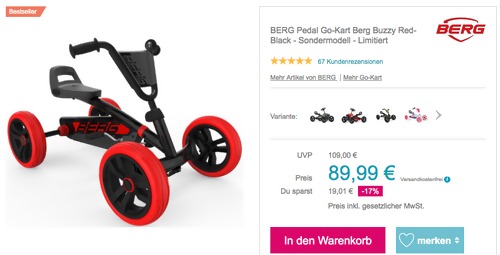 BERG Pedal Go-Kart "Berg Buzzy Red-Black" (Limited Edition Sondermodell) BERG Pedal Go-Kart "Berg Buzzy Red-Black" (Limited Edition Sondermodell)