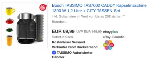 Bosch TASSIMO TAS7002 CADDY Kapselmaschine inklusive TASSIMO Tassen-Set City Range 4-teilig Bosch TASSIMO TAS7002 CADDY Kapselmaschine inklusive TASSIMO Tassen-Set City Range 4-teilig