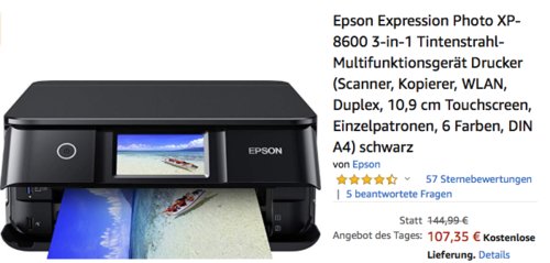 Epson Expression Photo XP-8600 3-in-1 Tintenstrahl-Multifunktionsgerät, A4 Epson Expression Photo XP-8600 3-in-1 Tintenstrahl-Multifunktionsgerät, A4