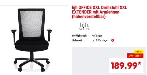 hjh OFFICE XXL Extender Bürostuhl, schwarz hjh OFFICE XXL Extender Bürostuhl, schwarz