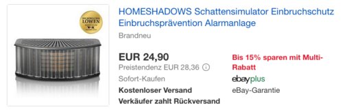 HOMESHADOWS Schattensimulator, Einbruchspräventionssystem simuliert Personen-Anwesenheit HOMESHADOWS Schattensimulator, Einbruchspräventionssystem simuliert Personen-Anwesenheit
