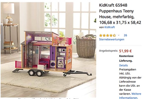 KidKraft 65948 Puppenhaus "Teeny House" für 30 cm große Puppen (106,7 x 31,8 x 58,4 cm) KidKraft 65948 Puppenhaus "Teeny House" für 30 cm große Puppen (106,7 x 31,8 x 58,4 cm)