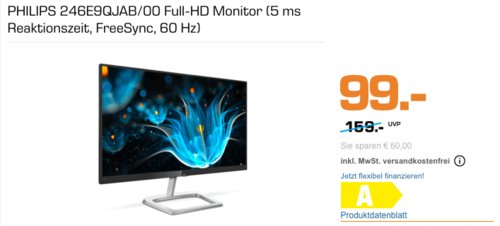 PHILIPS 246E9QJAB/00 60,5 cm (23,8 Zoll) Full-HD Monitor (5 ms, FreeSync, 60 Hz) PHILIPS 246E9QJAB/00 60,5 cm (23,8 Zoll) Full-HD Monitor (5 ms, FreeSync, 60 Hz)