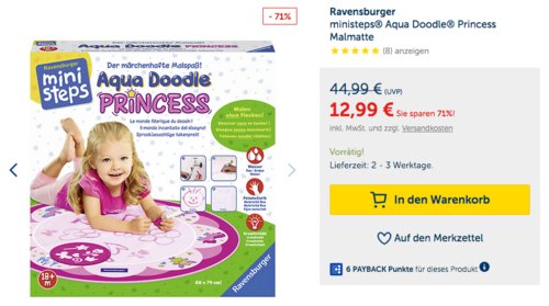 Ravensburger ministeps® Aqua Doodle® Princess ovale Malmatte, 69 x 74 cm Ravensburger ministeps® Aqua Doodle® Princess ovale Malmatte, 69 x 74 cm