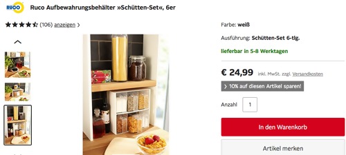 Ruco Aufbewahrungsbehälter "Schütten-Set", 6er Ruco Aufbewahrungsbehälter "Schütten-Set", 6er