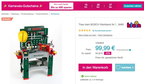 Theo klein 8485 - BOSCH Spielzeug Werkbank Nr.1, 150 Teile Theo klein 8485 - BOSCH Spielzeug Werkbank Nr.1, 150 Teile