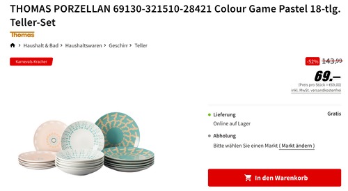 THOMAS PORZELLAN Colour Game Pastel Teller-Set, 18-tlg. THOMAS PORZELLAN Colour Game Pastel Teller-Set, 18-tlg.
