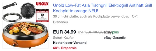 Unold 58543 Elektro-Tischgrill "Asia", 30 cm Grillplatte Unold 58543 Elektro-Tischgrill "Asia", 30 cm Grillplatte