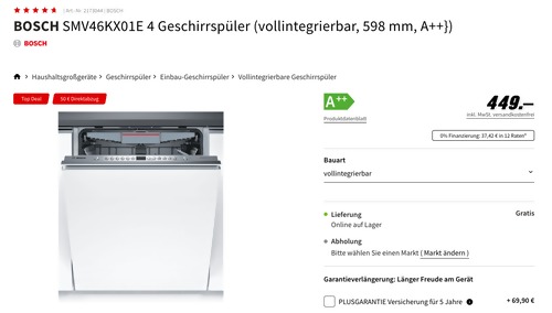 BOSCH SMV46KX01E 4 Geschirrspüler (vollintegrierbar, 598 mm, A++) BOSCH SMV46KX01E 4 Geschirrspüler (vollintegrierbar, 598 mm, A++)