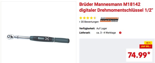 Brüder Mannesmann M18142 digitaler Drehmomentschlüssel 1/2" Brüder Mannesmann M18142 digitaler Drehmomentschlüssel 1/2"