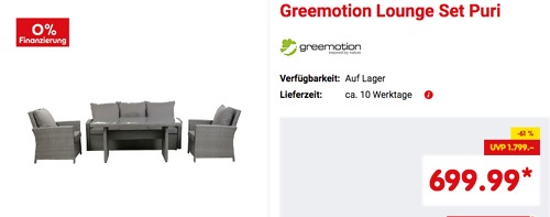 Greemotion Lounge Set "Puri" für bis zu 5 Personen, 4-tlg. - jetzt 9% billiger Greemotion Lounge Set "Puri" für bis zu 5 Personen, 4-tlg. - jetzt 9% billiger