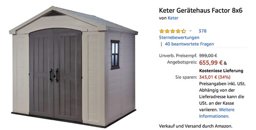 Keter Gerätehaus "Factor", 256,5 x 182 x 243 cm Keter Gerätehaus "Factor", 256,5 x 182 x 243 cm