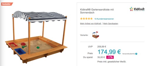 Kidkraft® Gartensandkiste mit Sonnendach, 163 x 153 x 130 cm Kidkraft® Gartensandkiste mit Sonnendach, 163 x 153 x 130 cm