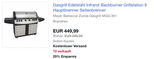 Mayer Barbecue ZUNDA Gasgrill MGG-361 Pro mit Backburner (6 Hauptbrenner, 29,4 kW , Edelstahl) - jetzt 25% billiger Mayer Barbecue ZUNDA Gasgrill MGG-361 Pro mit Backburner (6 Hauptbrenner, 29,4 kW , Edelstahl) - jetzt 25% billiger