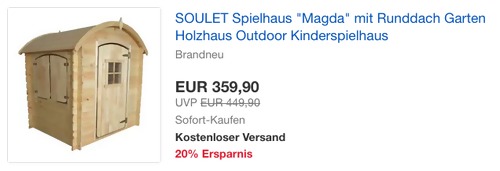 SOULET Holz-Spielhaus "Magda", 142 x 133 x 108 cm SOULET Holz-Spielhaus "Magda", 142 x 133 x 108 cm