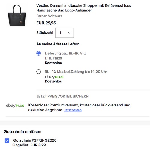 Vestino Damenhandtasche Shopper mit Reißverschluss, schwarz Vestino Damenhandtasche Shopper mit Reißverschluss, schwarz