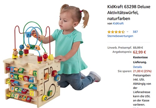 KidKraft 63298 Deluxe Aktivitätswürfel, 34.04 x 28.58 x 56.52 cm KidKraft 63298 Deluxe Aktivitätswürfel, 34.04 x 28.58 x 56.52 cm