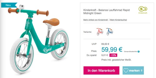 Kinderkraft - Balance Lauffahrrad "Rapid", versch. Farben Kinderkraft - Balance Lauffahrrad "Rapid", versch. Farben