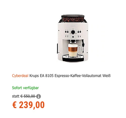 Krups EA 8105 Espresso-Kaffee-Vollautomat, weiß Krups EA 8105 Espresso-Kaffee-Vollautomat, weiß