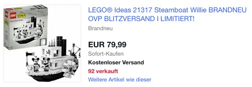 LEGO Ideas 21317 Steamboat Willie, 751 Teile LEGO Ideas 21317 Steamboat Willie, 751 Teile