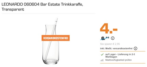 LEONARDO 060604 Bar Estate Trinkkaraffe, 0.7 Liter - jetzt 42% billiger
