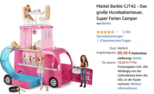 Mattel Barbie CJT42 - Das große Hundeabenteuer - Super Ferien-Camper Mattel Barbie CJT42 - Das große Hundeabenteuer - Super Ferien-Camper