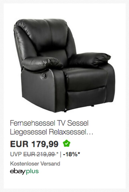 ModernLuxe Fernsehsessel mit Liegefunktion, Kunstleder (schwarz oder braun). ModernLuxe Fernsehsessel mit Liegefunktion, Kunstleder (schwarz oder braun).