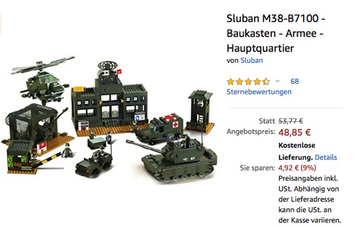 Sluban M38-B7100 Armee - Hauptquartier Bausteine-Set, 1086 Teile Sluban M38-B7100 Armee - Hauptquartier Bausteine-Set, 1086 Teile