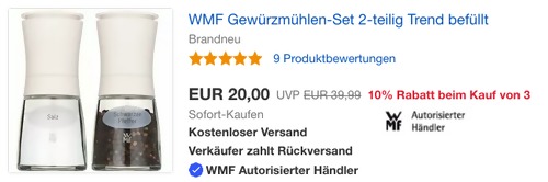 WMF Trend Gewürzmühlen-Set 2-teilig, Salz- und Pfeffermühle befüllt WMF Trend Gewürzmühlen-Set 2-teilig, Salz- und Pfeffermühle befüllt