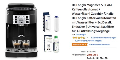 De'Longhi Magnifica S ECAM Kaffeevollautomat inklusive Wasserfilter und EcoDecalk Entkalker De'Longhi Magnifica S ECAM Kaffeevollautomat inklusive Wasserfilter und EcoDecalk Entkalker
