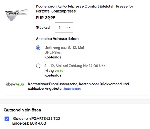 Küchenprofi Edelstahl Kartoffelpresse "Comfort", 31,5 x 12,5 cm - jetzt 10% billiger Küchenprofi Edelstahl Kartoffelpresse "Comfort", 31,5 x 12,5 cm - jetzt 10% billiger