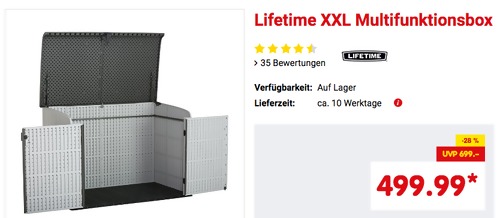 Lifetime XXL Kunststoff Multifunktionsbox/Mülltonnenbox, 192 x 108 x 123 cm Lifetime XXL Kunststoff Multifunktionsbox/Mülltonnenbox, 192 x 108 x 123 cm