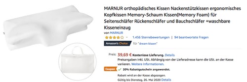 MARNUR FY-KH339 orthopädisches Nackenstützkissen, 64,5 * 37 * 14 cm MARNUR FY-KH339 orthopädisches Nackenstützkissen, 64,5 * 37 * 14 cm