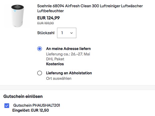 Soehnle 68094 AirFresh Clean 300 Luftreiniger mit Vorfilter, EPA- Filter und Aktivkohlefilter Soehnle 68094 AirFresh Clean 300 Luftreiniger mit Vorfilter, EPA- Filter und Aktivkohlefilter