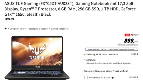 ASUS FX705DT-AU033T TUF 17,3 Zoll Gaming Notebook (Ryzen 7 Prozessor, 8 GB RAM, 256 GB SSD, 1 TB HDD, GeForce GTX 1650) ASUS FX705DT-AU033T TUF 17,3 Zoll Gaming Notebook (Ryzen 7 Prozessor, 8 GB RAM, 256 GB SSD, 1 TB HDD, GeForce GTX 1650)