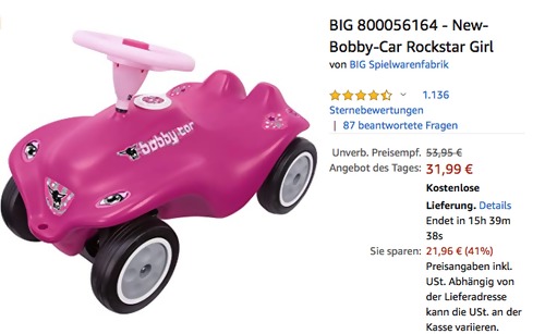 BIG 800056164 - New-Bobby-Car Rockstar Girl, rosa BIG 800056164 - New-Bobby-Car Rockstar Girl, rosa