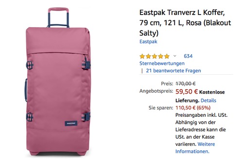 Eastpak Tranverz L Koffer, Rosa Blakout Salty (79 cm, 121 L) Eastpak Tranverz L Koffer, Rosa Blakout Salty (79 cm, 121 L)