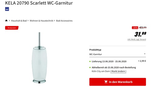 KELA 20790 Scarlett WC-Garnitur (Keramik, 40 cm hoch) KELA 20790 Scarlett WC-Garnitur (Keramik, 40 cm hoch)