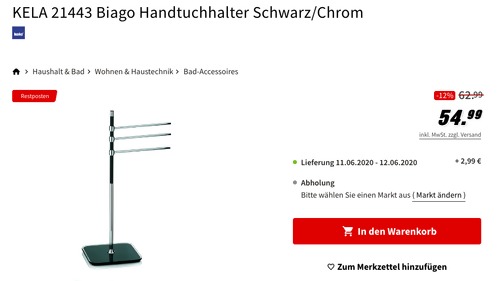 KELA 21443 Biago Handtuchhalter, Schwarz/Chrom (83 cm hoch) KELA 21443 Biago Handtuchhalter, Schwarz/Chrom (83 cm hoch)