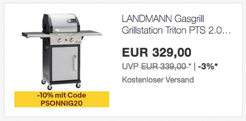 LANDMANN Triton PTS 2.0 Gasgrill, silber (2 Brenner je 3,5 kW, 48 x 44 cm Grillrost) LANDMANN Triton PTS 2.0 Gasgrill, silber (2 Brenner je 3,5 kW, 48 x 44 cm Grillrost)