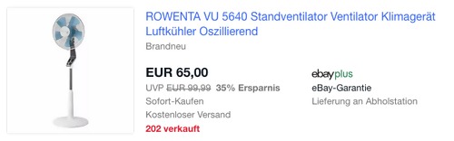 ROWENTA VU 5640 Turbo Silence Extreme Standventilator, 40 cm Durchmesser ROWENTA VU 5640 Turbo Silence Extreme Standventilator, 40 cm Durchmesser