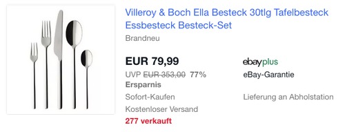 Villeroy & Boch Besteckset "Ella", 30tlg. Villeroy & Boch Besteckset "Ella", 30tlg.