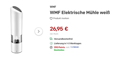 WMF Elektrische Salz- und Pfeffermühle, weiß (Höhe 21 cm) WMF Elektrische Salz- und Pfeffermühle, weiß (Höhe 21 cm)