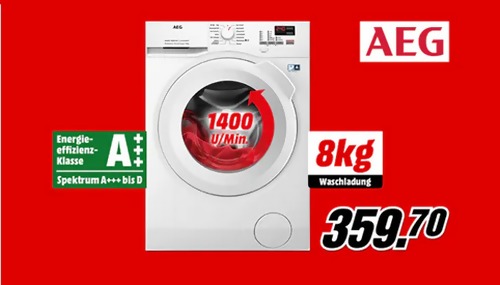 AEG L6FBA484 Lavamat Waschmaschine (8 kg, 1400 U/Min., A+++) AEG L6FBA484 Lavamat Waschmaschine (8 kg, 1400 U/Min., A+++)