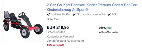 ArtSport 2-Sitz Go-Kart/Tretauto, rot ArtSport 2-Sitz Go-Kart/Tretauto, rot