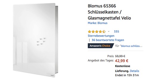 Blomus 65366 Schlüsselkasten "Velio", weiß (30 x 40 x 5 cm) Blomus 65366 Schlüsselkasten "Velio", weiß (30 x 40 x 5 cm)